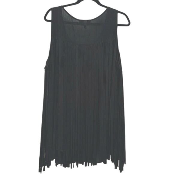 Lane Bryant Black Fringe Tank Top Polyester Womens Size 22 - Picture 4 of 8